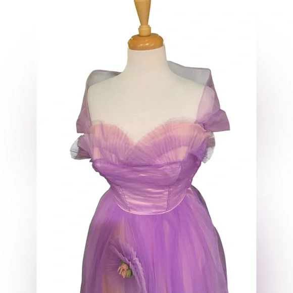 Vintage 50’s pink and purple strapless tulle prom dress w/sweetheart neckline s4 - Picture 2 of 12